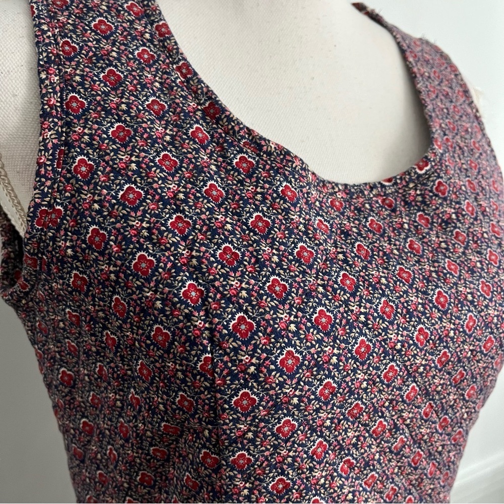 Talbots • Vintage Navy Red Floral Quilted Fit and Flare Dress - Picture 3 of 4